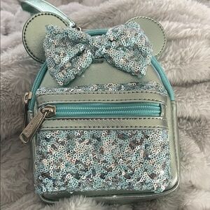 Disney Park Loungefly Mini Backpack Wristelet Teal Sequence
